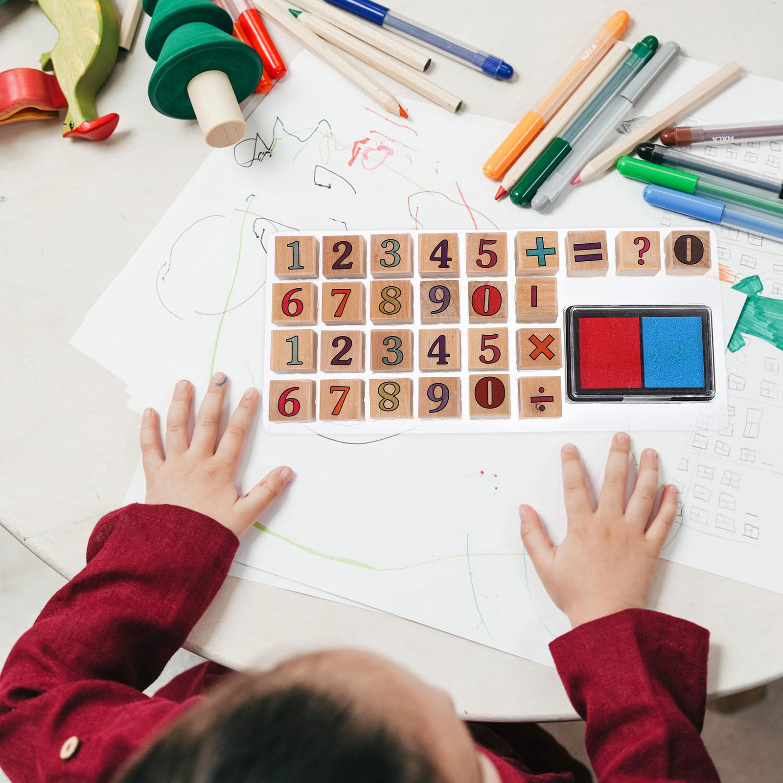 Kids Education Number - 1 Set Stempel Angka Kayu, Alat