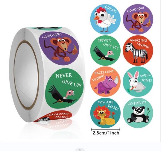 Kids Education Motivation - Stiker Pembelajaran Hewan Lucu 50-500 Buah
