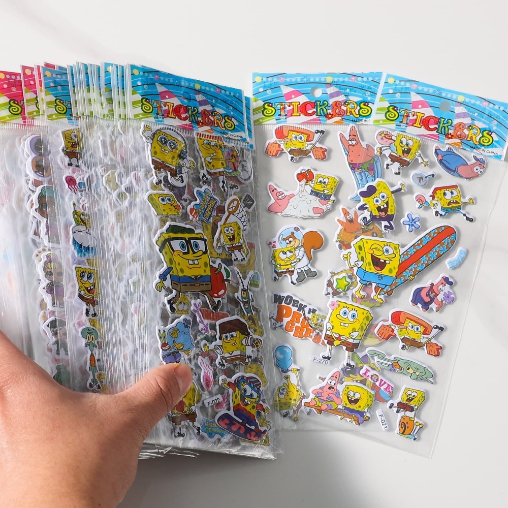 12 Paket Stiker 3D SpongeBob - - Kids First Education ulasan dan harga